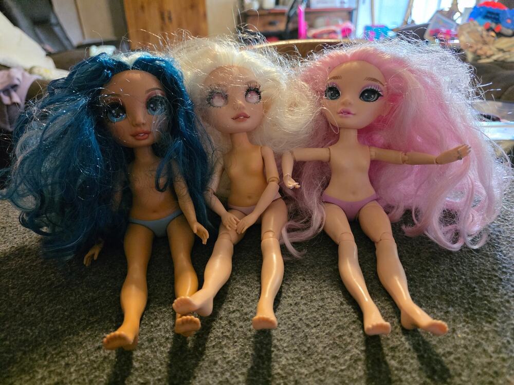 Lot 3 Rainbow High Nude Dolls Skyler Bradshaw Bella Parker Color & Create OOAK